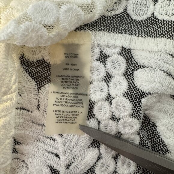 Crochet Mesh Ivory Tank Top Sheer Boho Sleeveless V-Neck‎ Swim Cover Up Shirt OS - Picture 7 of 7